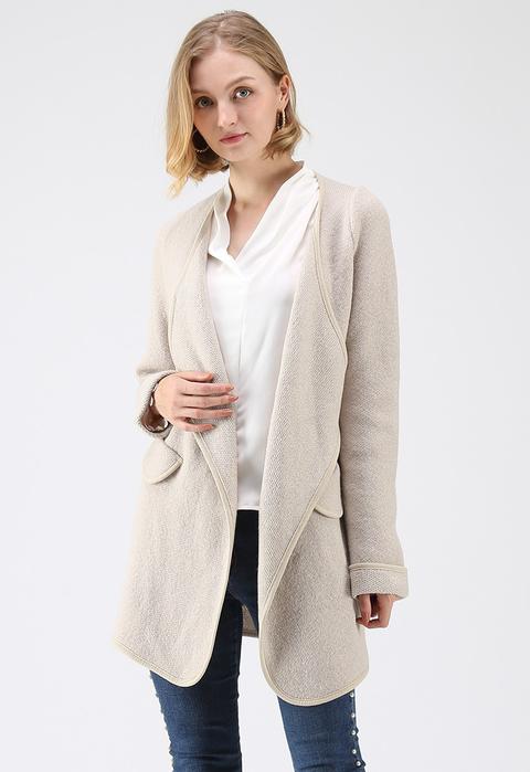 Just Knitted Open Coat In Linen