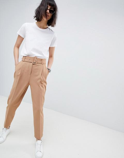 Pantalones Tapered Con Cinturón Y Hebilla De Asos Design
