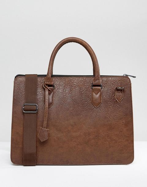 Asos - Borsa Portadocumenti In Pelle Sintetica Marrone - Marrone