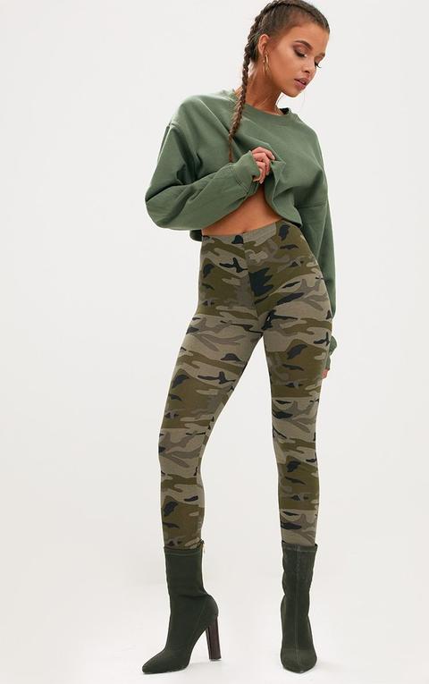 Khaki Camo Print Leggings