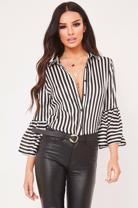 Carrie Black & White Bell Sleeve Blouse