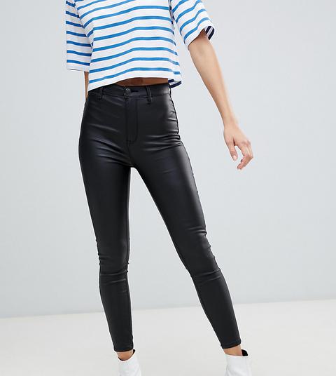 Stradivarius Coated Skinny Jeans-black