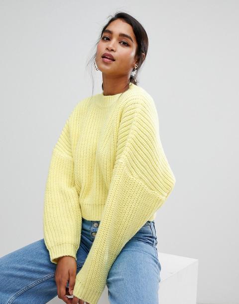 Asos Design - Maglione Corto Con Maniche A Banana - Giallo