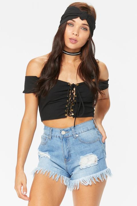 Cady Frill Hem Denim Shorts