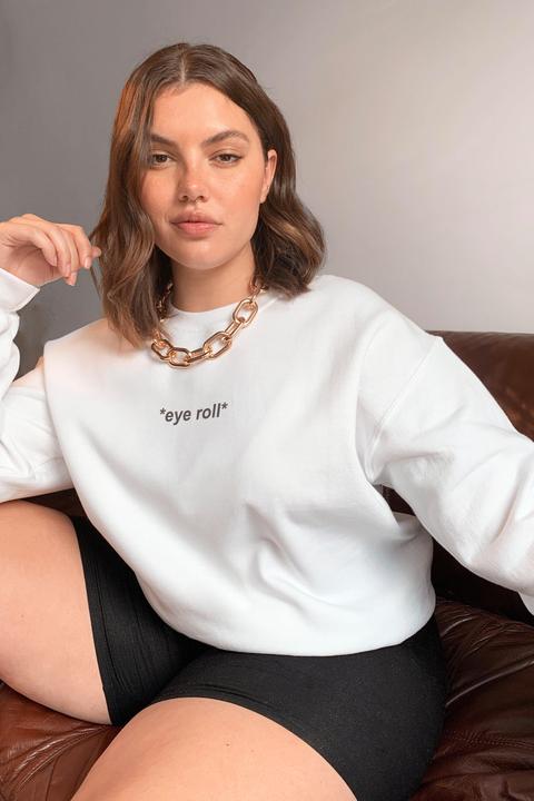Womens Plus Size Eye Roll Graphic Sweatshirt