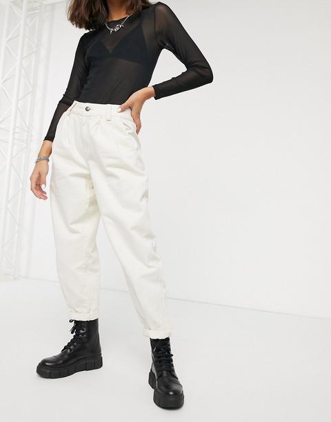 Bershka Pleat Top Slouchy Trousers In Ecru-white from ASOS on 21 Buttons