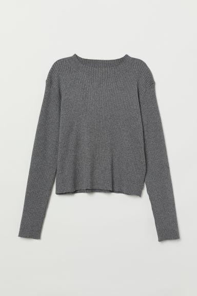 H & M - Pullover In Maglia A Coste - Grigio