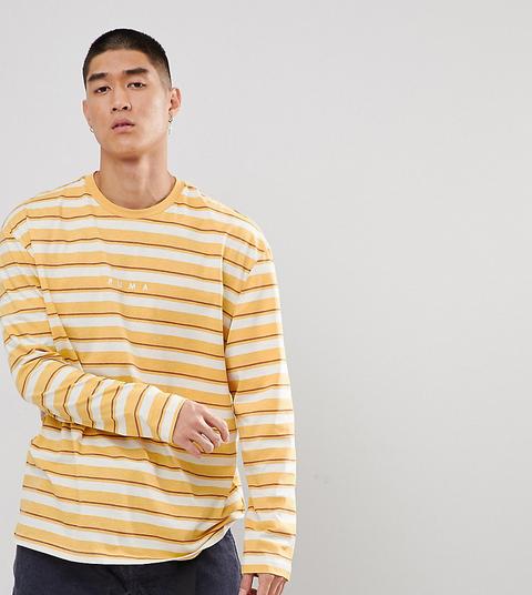 Puma Long Sleeve Striped Top In Yellow Exclusive To Asos - Yellow