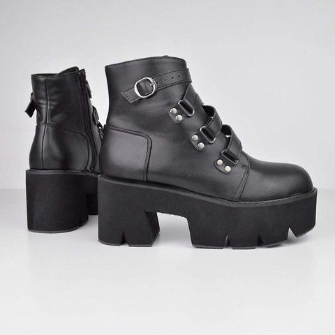 June - Black Platform Ankle Boots