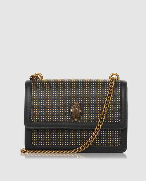 Kurt Geiger - Bandolera Mini De Mujer Shoreditch De Piel En Negro Con Tachuelas Doradas