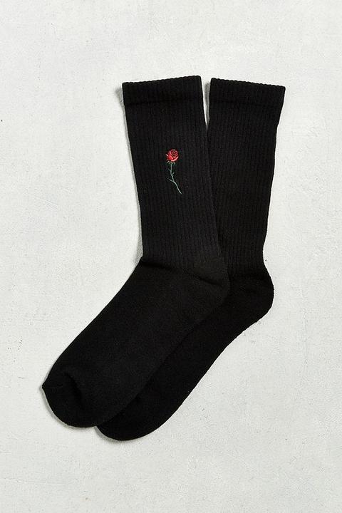 Embroidered Rose Sport Sock
