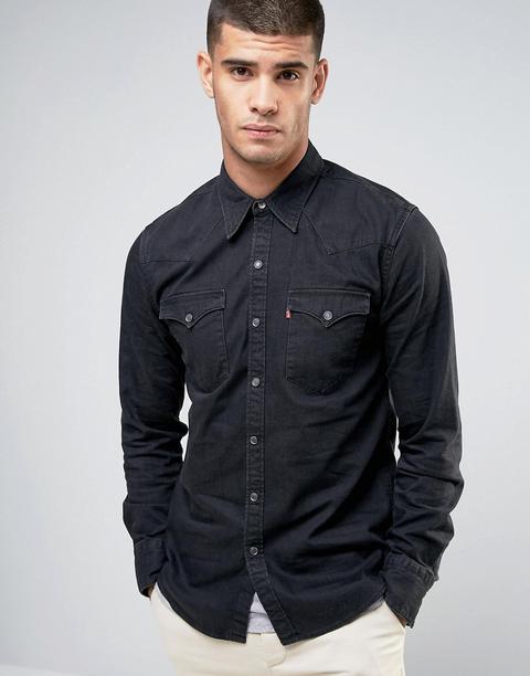Levi's - Barstow - Camicia Stile Western Nero Slavato - Nero