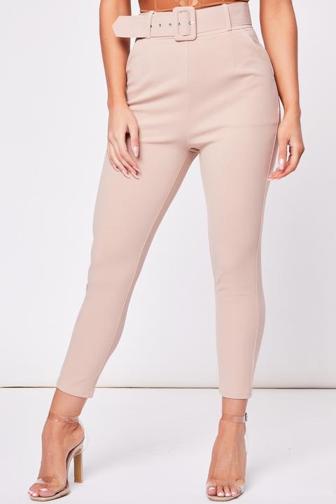 Marissa Stone Belted Straight Leg Trousers