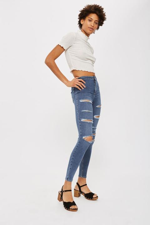 Moto Blue Super Ripped Joni Jeans