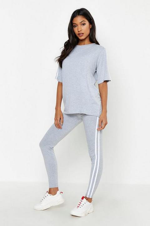 Womens Short Sleeve Side Stripe Lounge 
