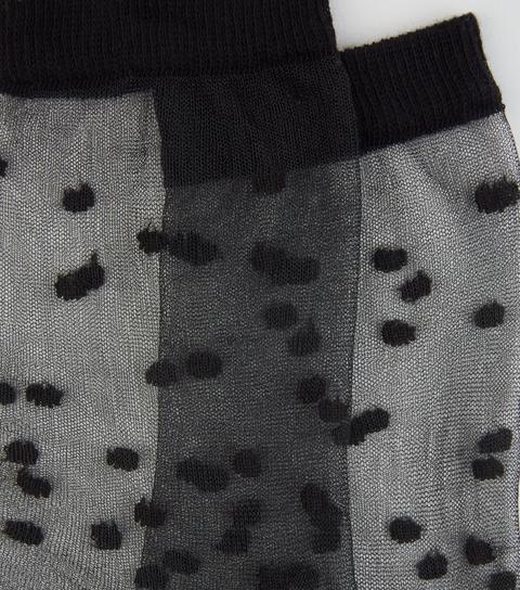Black Sheer Mesh Polka Dot Socks New Look
