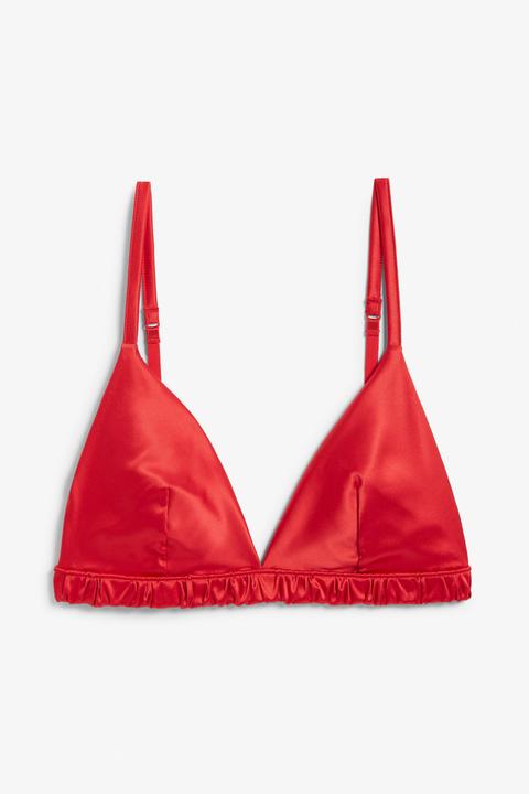 Satin Feel Bra - Red