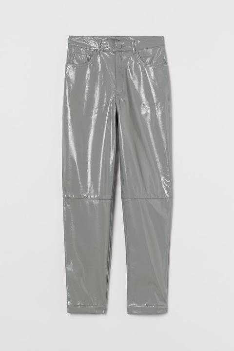 Imitation Leather Trousers - Grey