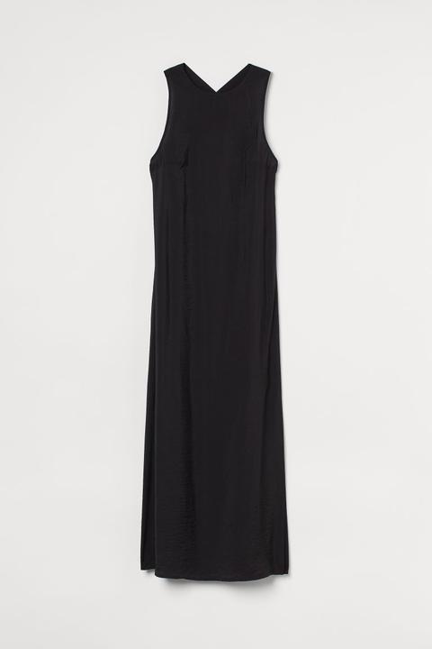 Vestido Con Abertura - Negro