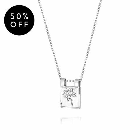 Water Lily Flower Necklace Sterling Silver