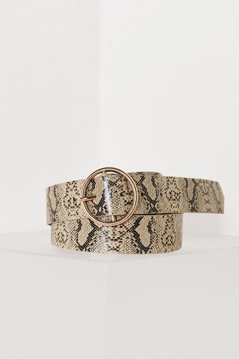 Nude Snake Print Double Circle Belt