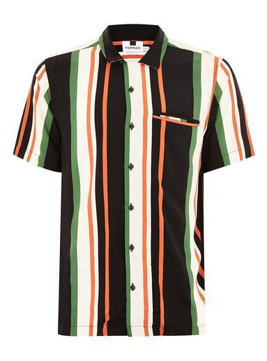 Mens Multi Stripe Short Sleeve Shirt, Multi