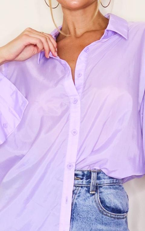 Lilac Oversized Sheer Cuff Shirt