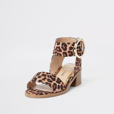 leopard print block heel sandals