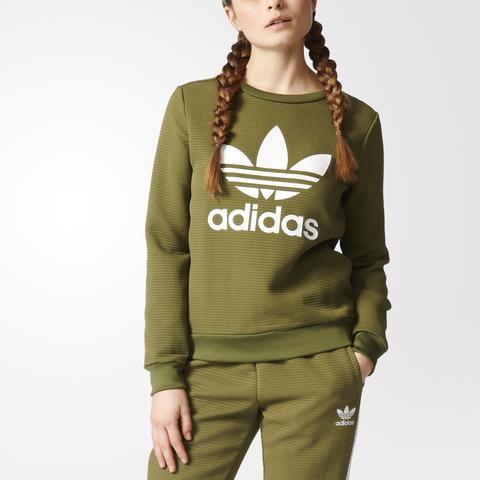 Felpa Trefoil Crew - Verde Adidas | Adidas Italia