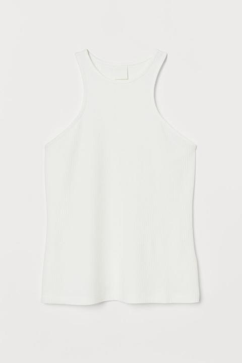 Ribbed Vest Top - White