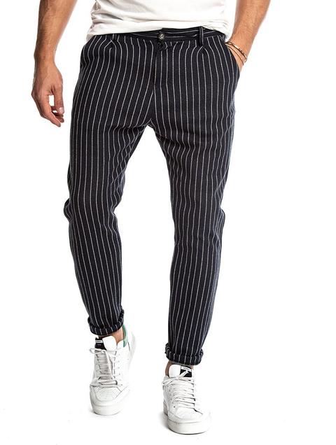 striped blue trousers