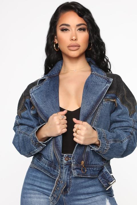 Just Missing You Denim Moto Jacket - Dark Wash