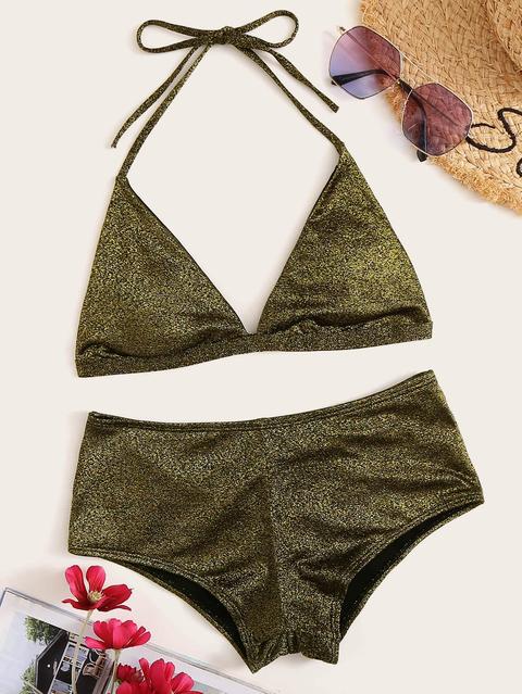 Set Bikini Halter Triangolo Brillante