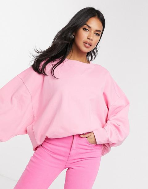 Asos Design Super Oversized Cocoon Sweatshirt With Panel Detail In Pink