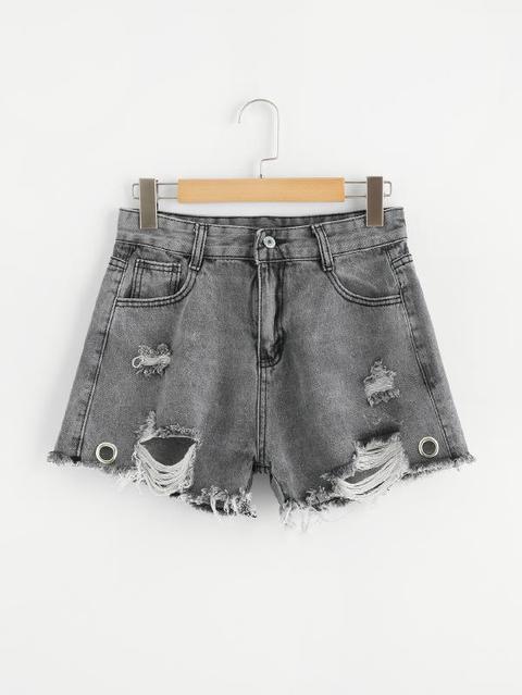 Shorts In Denim Con Orlo Grezzo