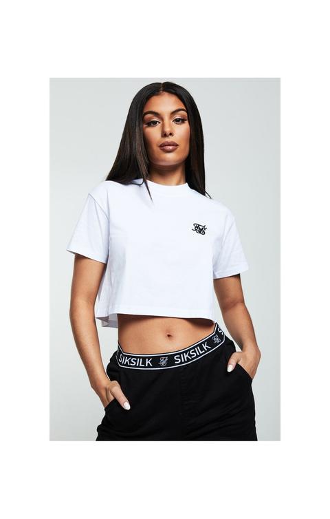 Siksilk Retro Box Crop Tee - White Tallas De Mujer