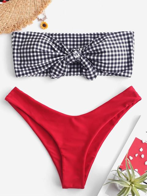 Zaful Set Bikini A Fascia A Quadri A Quadri Multi-a