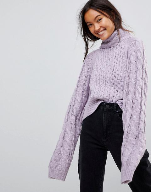 Asos Jumper In Crop Cable With Wide Sleeve