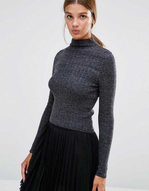 New Look - Maglione Corto A Coste - Grigio