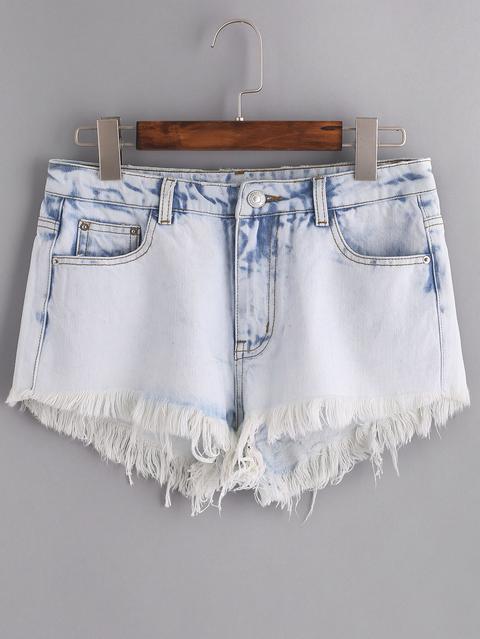 Shorts In Denim Skinny Blu