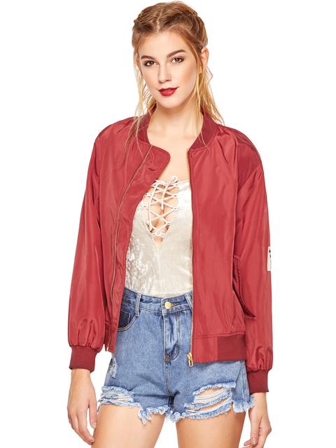 Borgogna Stand Tasche Collare Bomber