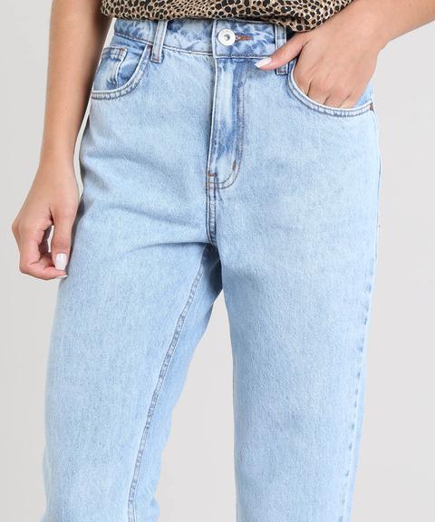 calça jeans feminina mom pants azul médio