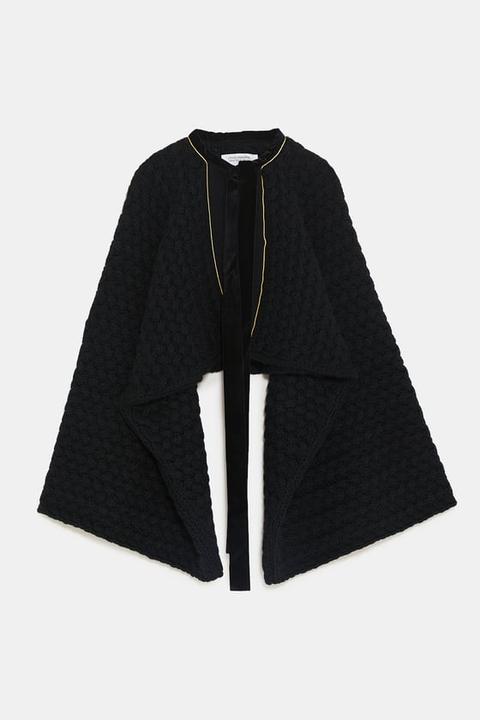 Cardigan Poncho Con Fiocco