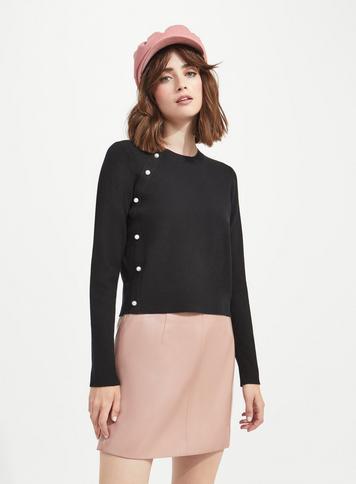 Womens Black Pearl Compact Knitted Jumper, Black