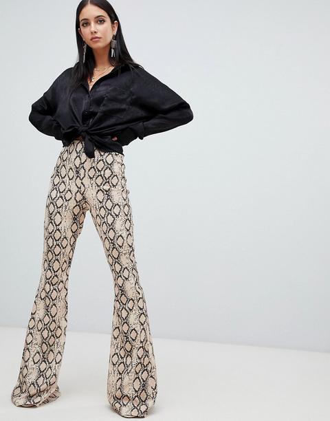 Missguided - Pantalon Évasé À Imprimé Serpent - Multi