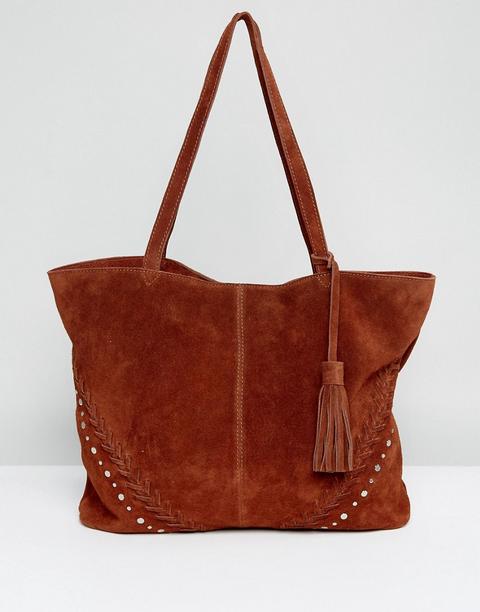 Bolso Shopper De Ante Con Tachuelas Y Pespuntes De Asos