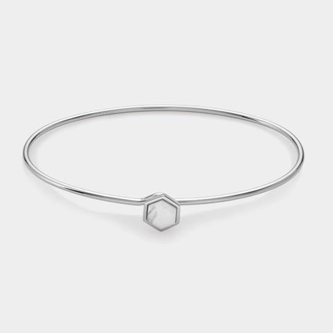 Idylle Bangle Marble Hexagon Silver Colour