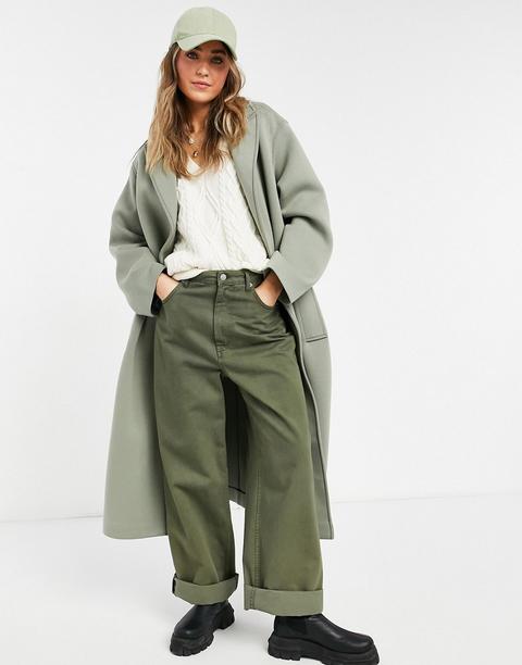 Asos Design Scuba Chuck On Coat In Sage-green