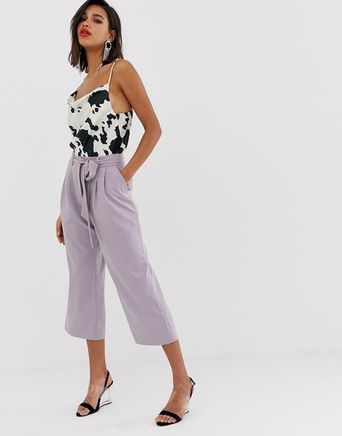 Asos Design Culottes With Tie Waist-purple