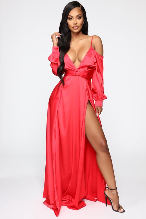 mansion dinner party satin gown